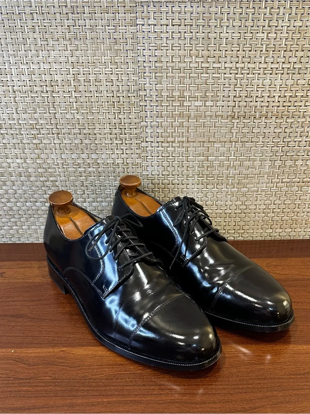 Cole Haan Nike Air Carter Black Leather Cap Toe Oxfords Mens 12 M